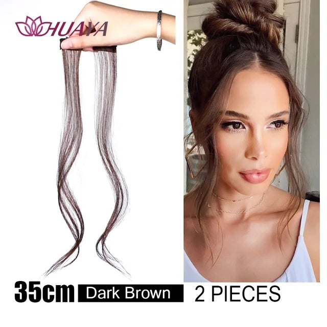 HUAYA-flequillo de aire sintético para mujer, pelo falso corto Natural, Invisible, sin costuras, extensiones de cabello frontal