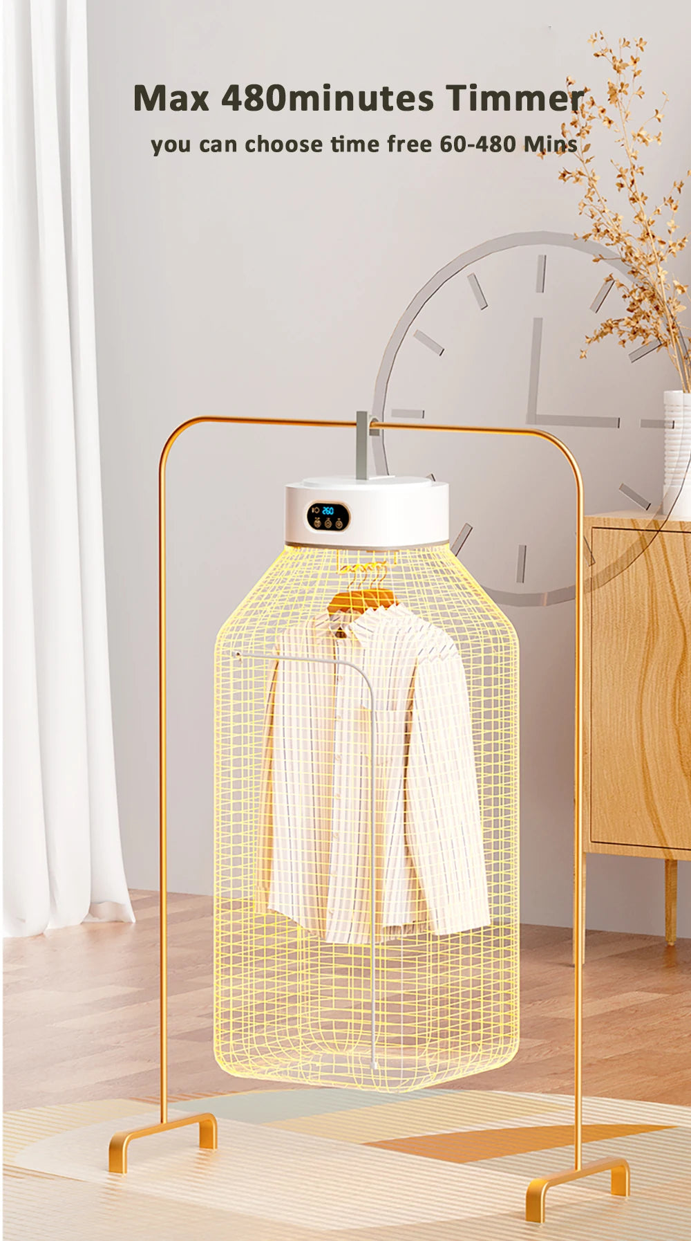 Secador de ropa portátil Secador de ropa eléctrico Esterilización UV Secador de ropa Secador de ropa portátil plegable con control remoto