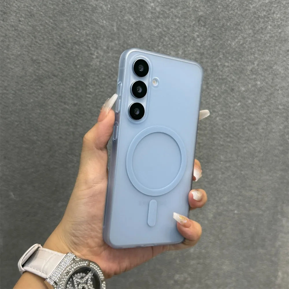 Funda Magnética Mate con Correa para Muñeca para Samsung Galaxy S25 S26 Ultra S22 S23 S24 Plus S21 FE A55 A56 A16 A17, Carcasa Rígida