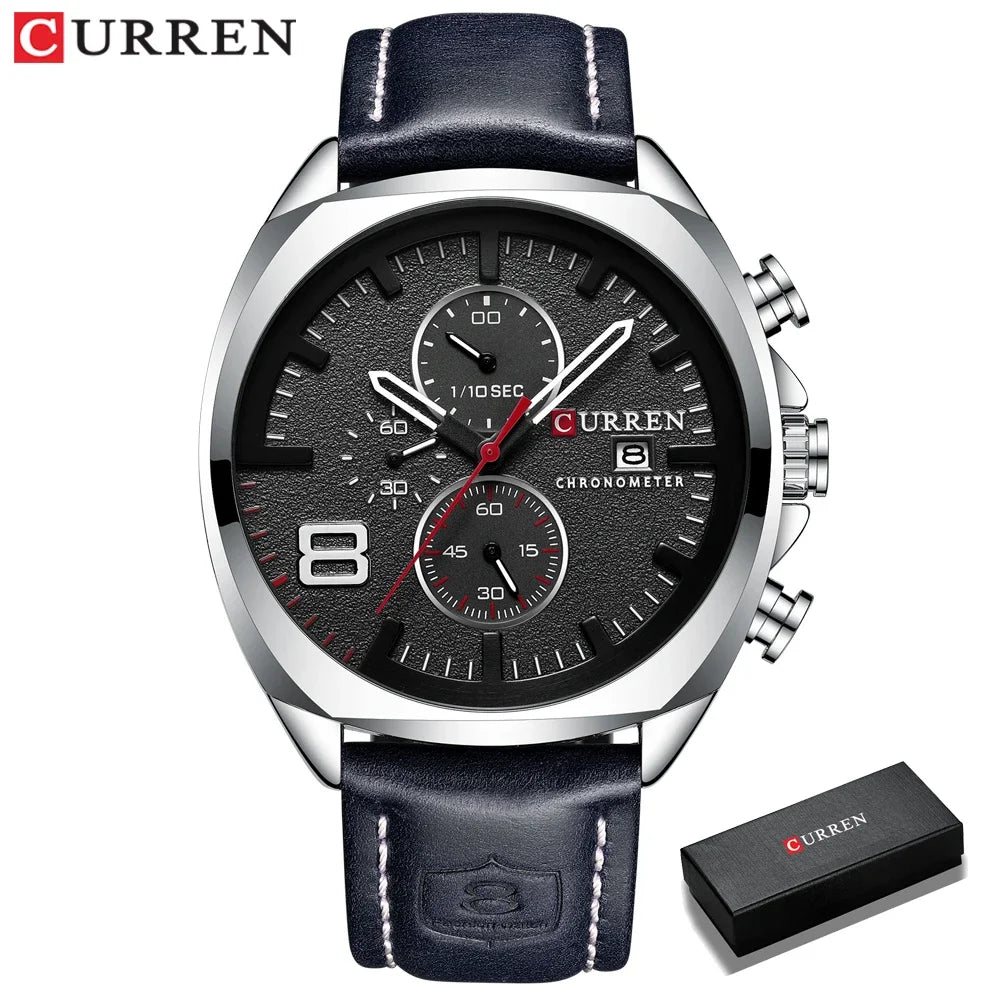 Reloj CURREN para hombre, reloj de pulsera de lujo, relojes de pulsera de cuarzo, relojes de cuero de moda estilo Punk para hombre, reloj Masculino