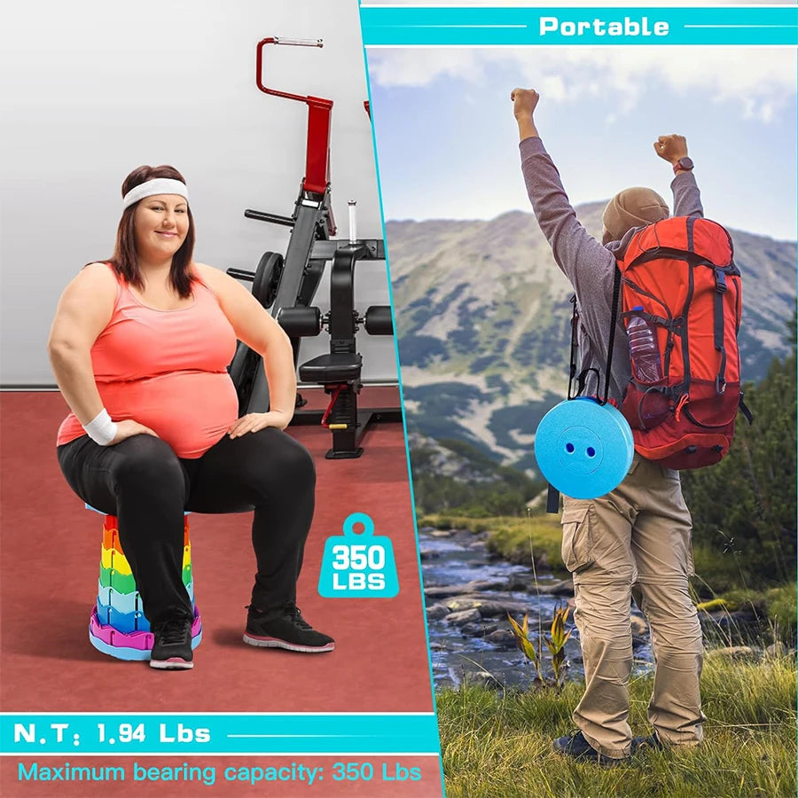 Un taburete portátil plegable de color arcoíris, silla plegable de plástico, adecuada para pesca al aire libre, reuniones de fiesta, taburete plegable con altura ajustable.