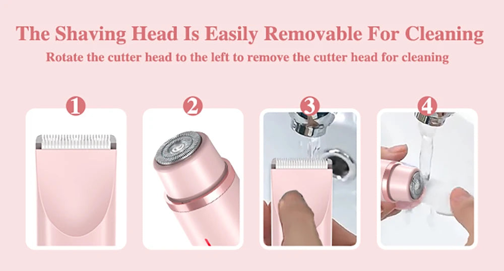 Afeitadora Eléctrica para Mujer, Recortadora de Bikini de Doble Cabezal, Impermeable, para Depilación Corporal, Facial, Axilas, Piernas y Brazos