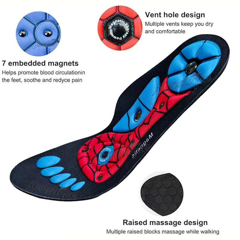 Plantillas de acupresión para pies, terapia magnética, reflexología, cuidado de la salud, almohadillas para zapatos, soporte para arco, absorción de impacto, suelas de zapatos cómodas