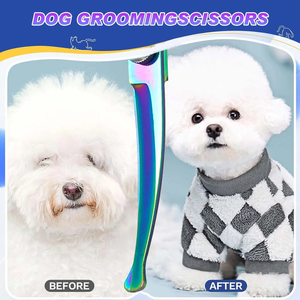 Tijeras profesionales de peluquería para mascotas de acero inoxidable, orientación de la mano derecha, tijeras multiusos para recortar el cabello con cabeza redonda,
