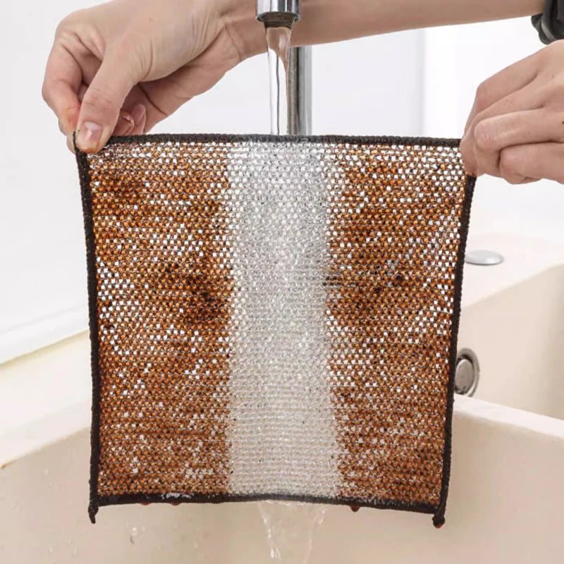 10/20 piezas productos de limpieza paños de cocina de limpieza de alambre plateado paño de cocina toalla de lavado de microfibra gruesa trapo de bola de esponja incorporado