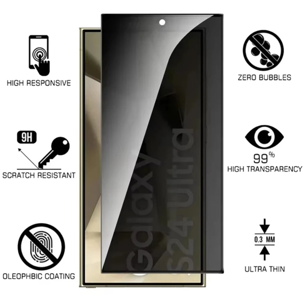Protector de Pantalla de Privacidad de Cobertura Total para Samsung Galaxy S21 FE S22 S23 Plus S24 S25 Ultra, Cristal para Samsung A17 A07 A56 A55 A36 A26