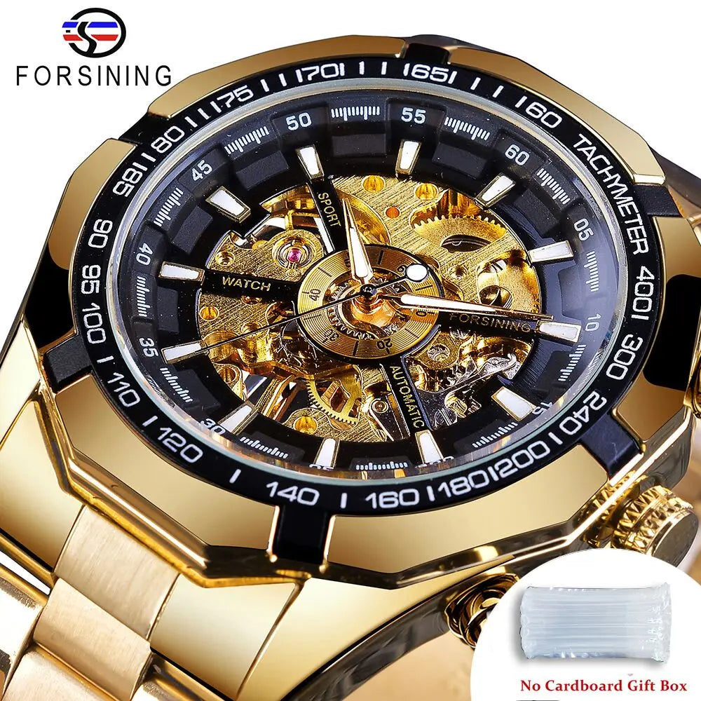 Forsining-Reloj de acero inoxidable 2021 para hombre, accesorio masculino de pulsera resistente al agua con esqueleto, de marca superior de lujo, transparente, deportivo