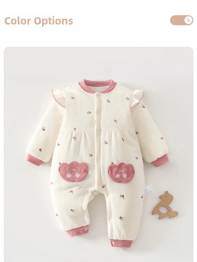 Conjunto de Ropa para Bebé Recién Nacido, Otoño Invierno, Mono de Encaje Bonito, Ropa para Salir, 80g de Algodón, Manga Larga, Estilo Casual