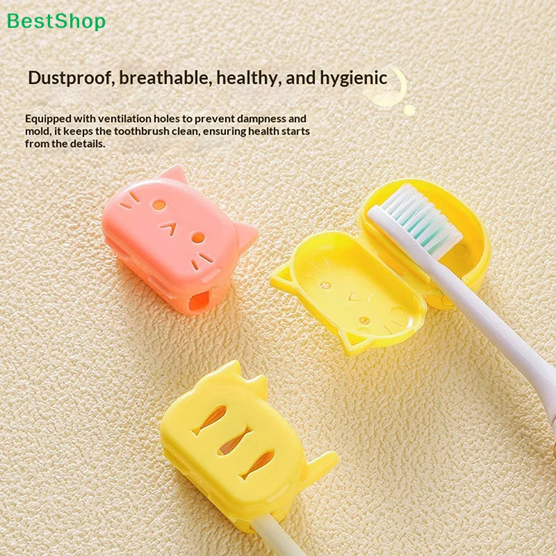 ❀ ❀ Funda Protectora para Cepillo de Dientes con Diseño de Gato de Dibujos Animados - Estuche de Viaje Transpirable y a Prueba de Polvo para Protección del Cepillo de Dientes