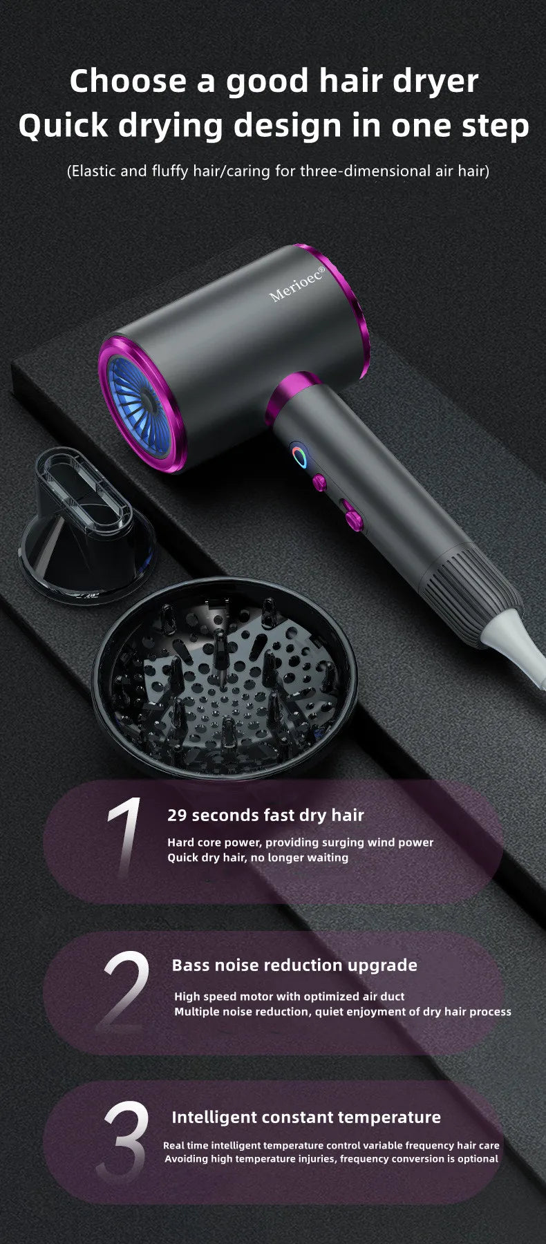 Secador de pelo de alta velocidad, venta directa del fabricante, 2400w, iones negativos de alta potencia, luz azul, cuidado del cabello, peluquería en casa, Drye