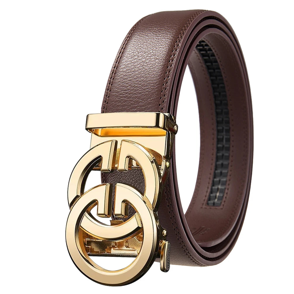 Cinturón de marca de lujo para hombre, cinturón de cuero genuino de alta calidad, cinturón automático para hombre, cinturón informal de negocios para hombre
