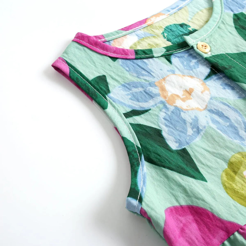 Sanlutoz Monos estampados para bebés y niñas, sin mangas, con estampado floral de verano