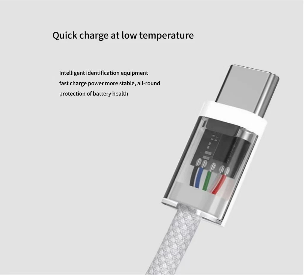 Cable USB C a C de carga rápida blanco, Cable cargador rápido USB tipo C trenzado de nailon de 60W para IPhone15/Samsung/Oppo/Vivo/Redmi A, 1 ud.