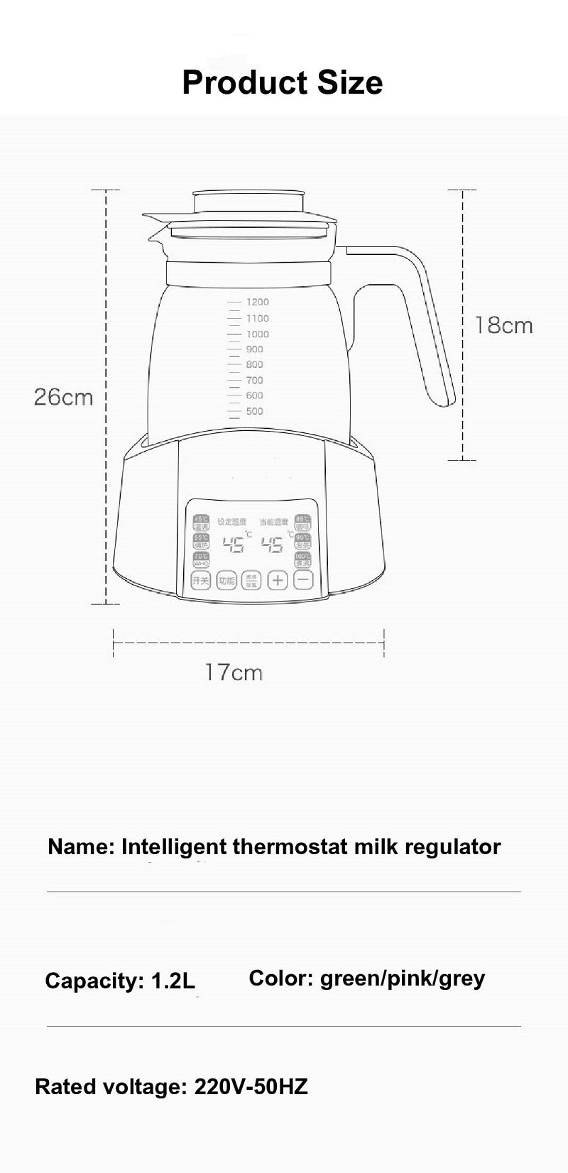 Hervidor termostático regulador de leche infantil de 1,2 L, olla de aislamiento inteligente de agua caliente, calentamiento automático de leche, leche caliente en polvo GL41