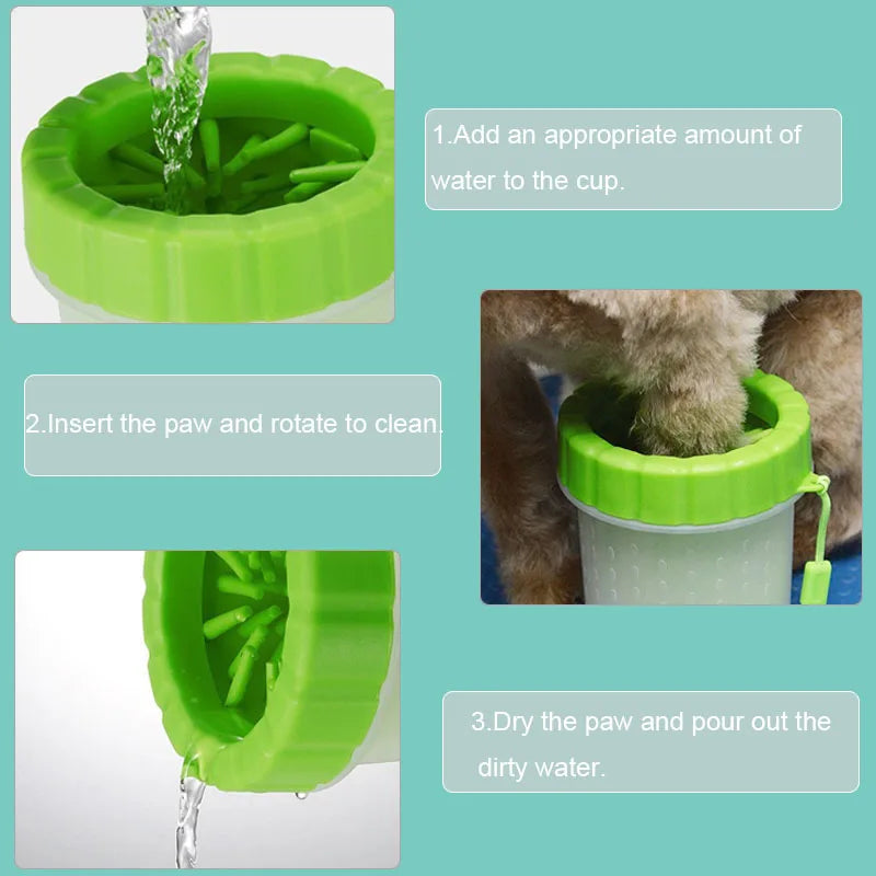 Taza para lavar los pies de mascotas, baño para perros, limpieza de belleza para mascotas, toallitas automáticas sin pies, portátil, limpieza de patas sucias para gatos, taza con cepillo de lavado