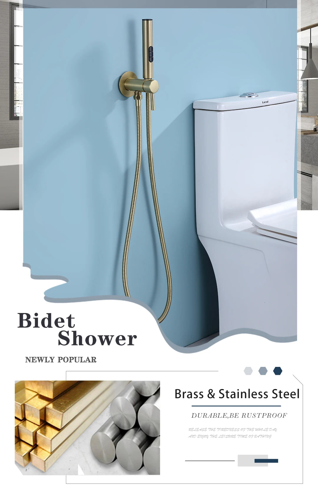 Grifo rociador portátil para bidé con mezclador de agua fría y caliente oculto, ducha higiénica de mano, set de bidé para inodoro