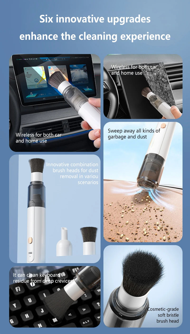 Mini Aspiradora de Mano 3 en 1, Succión/Soplado/Aspiración de Agua, Fuerte Succión, Portátil, para Coche, Polvo de Café, Limpieza de Escritorio