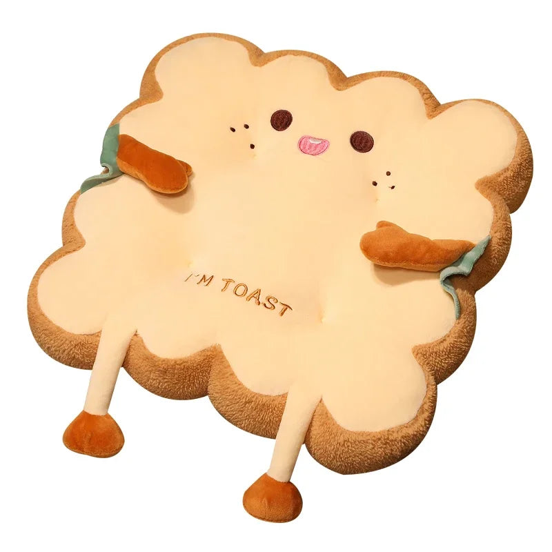 Cómoda cojín para asiento y respaldo con forma de tostada de dibujos animados – Almohada antifatiga lavable para el hogar/oficina/coche (regalo perfecto para Navidad)
