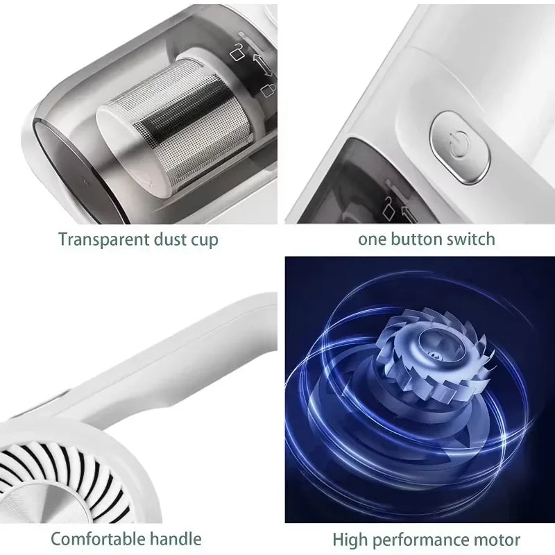 Aspiradora de colchón para el hogar, eliminador de ácaros eléctrico, inalámbrico, de mano, esterilización Uv, removedor de cama