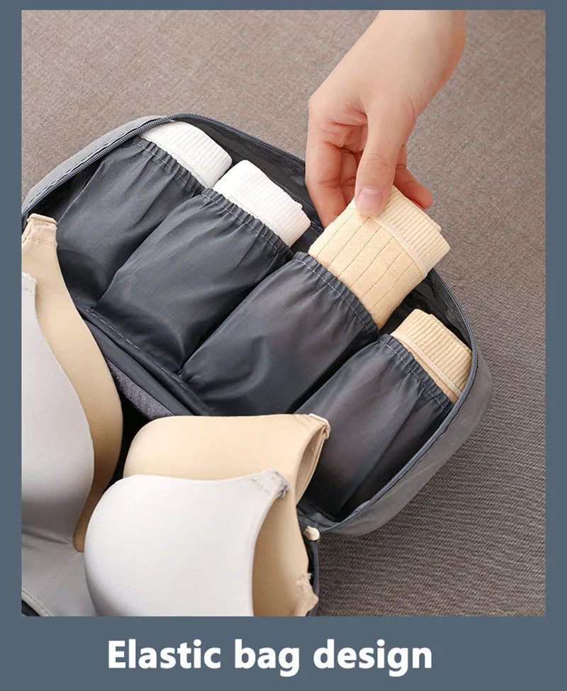 SNUGUG Bolsa de almacenamiento de ropa interior portátil, organizador ligero a prueba de polvo, contenedor de viaje multifuncional, bolsa de almacenamiento de sujetador