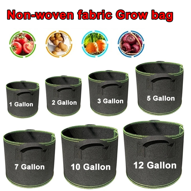 Bolsas de cultivo de verduras/Flores/plantas, 1/2/3/5/7/10/12 galones, bolsas de cultivo gruesas no tejidas, macetas de tela de aireación con asas, 1-5 piezas