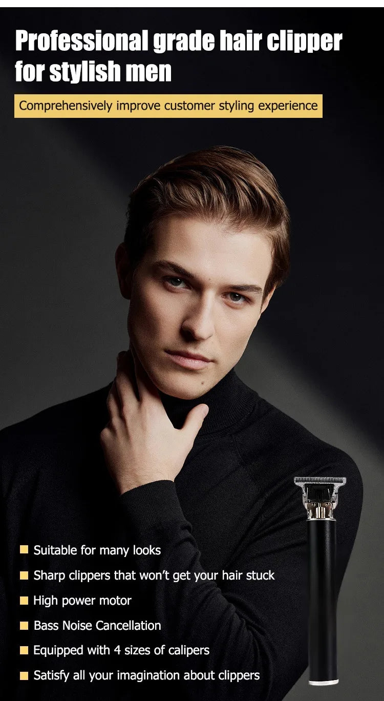 Cortadora de pelo profesional para hombres, Máquina para cortar cabello, peluquero, recargable, cortadora de pelo de Metal