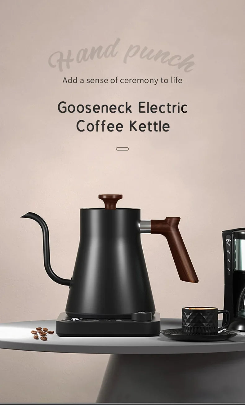 Tetera eléctrica con cuello de cisne, cafetera manual de 900ML, tetera inteligente con Control de temperatura, hervidor de calentamiento rápido de 110v/220v
