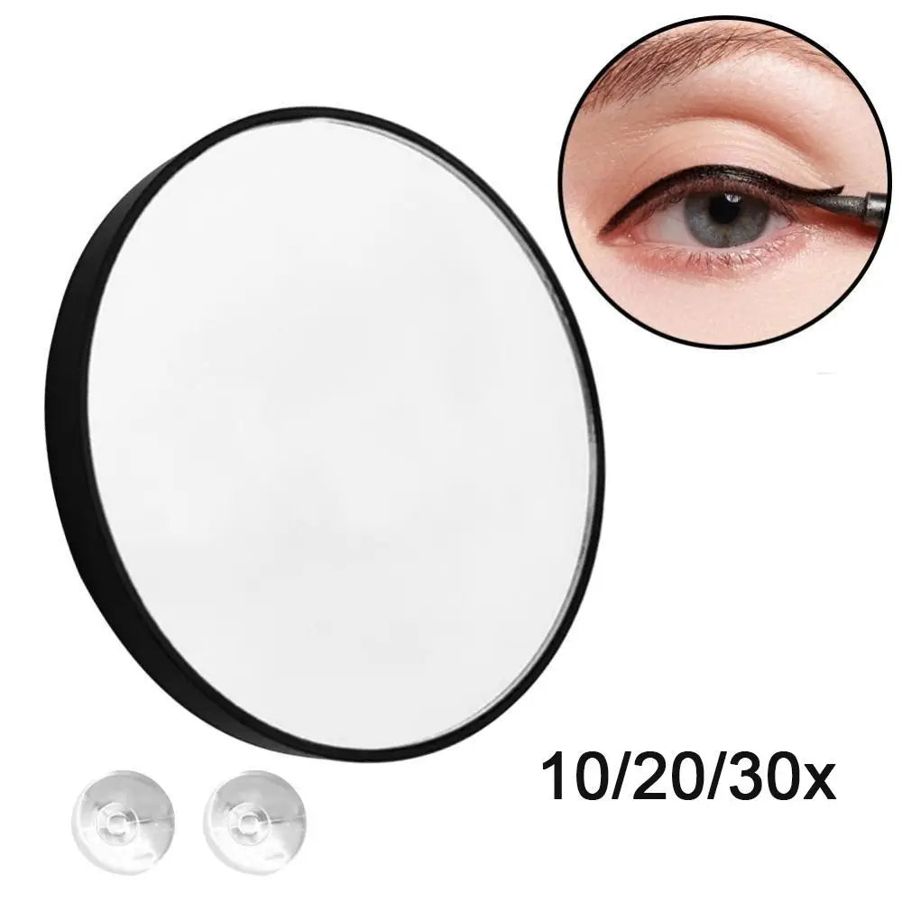 Espejo redondo para maquillaje, herramienta portátil de aumento HD de 10/20/30x, con dos ventosas de plástico, amplifica los poros y elimina el acné
