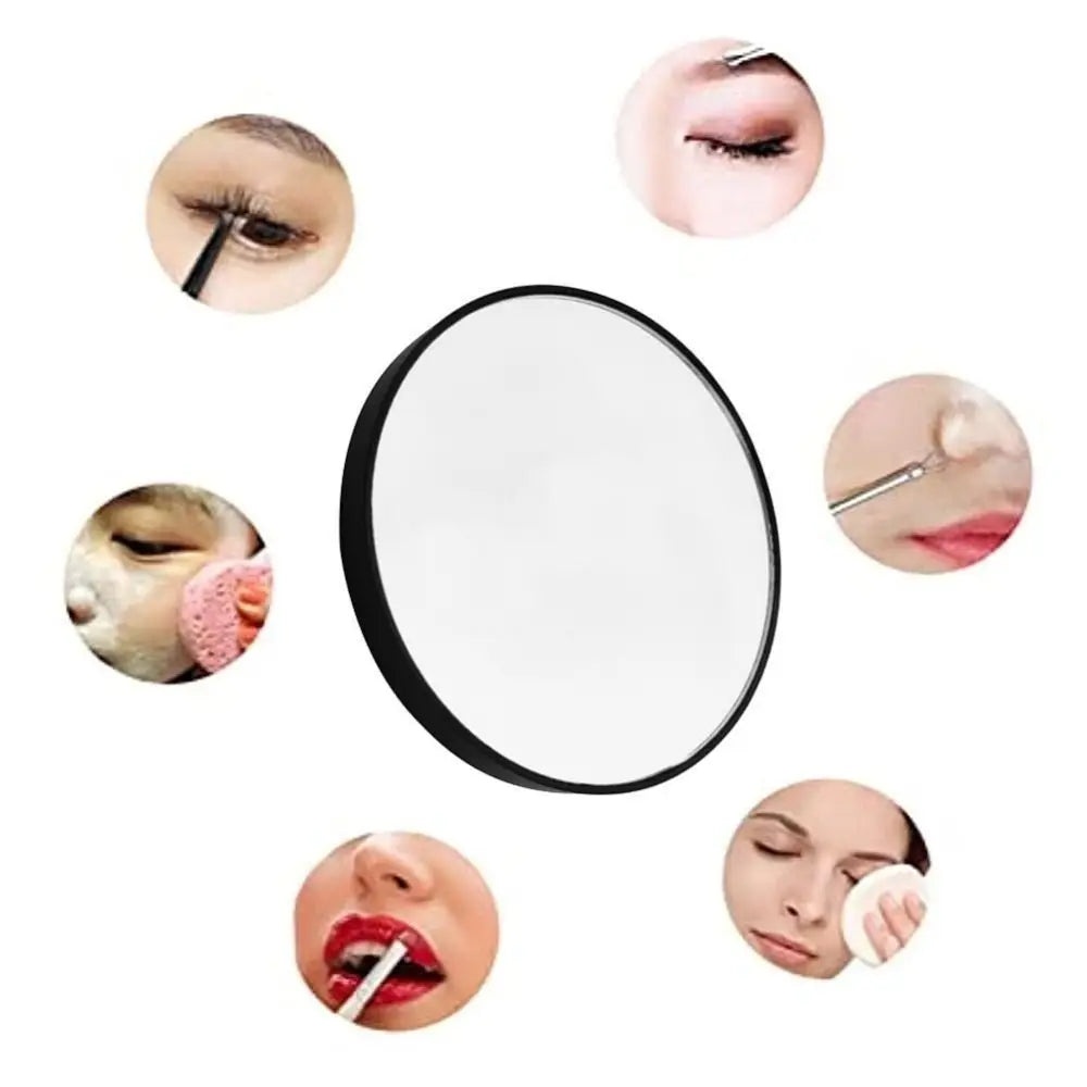 Espejo redondo para maquillaje, herramienta portátil de aumento HD de 10/20/30x, con dos ventosas de plástico, amplifica los poros y elimina el acné
