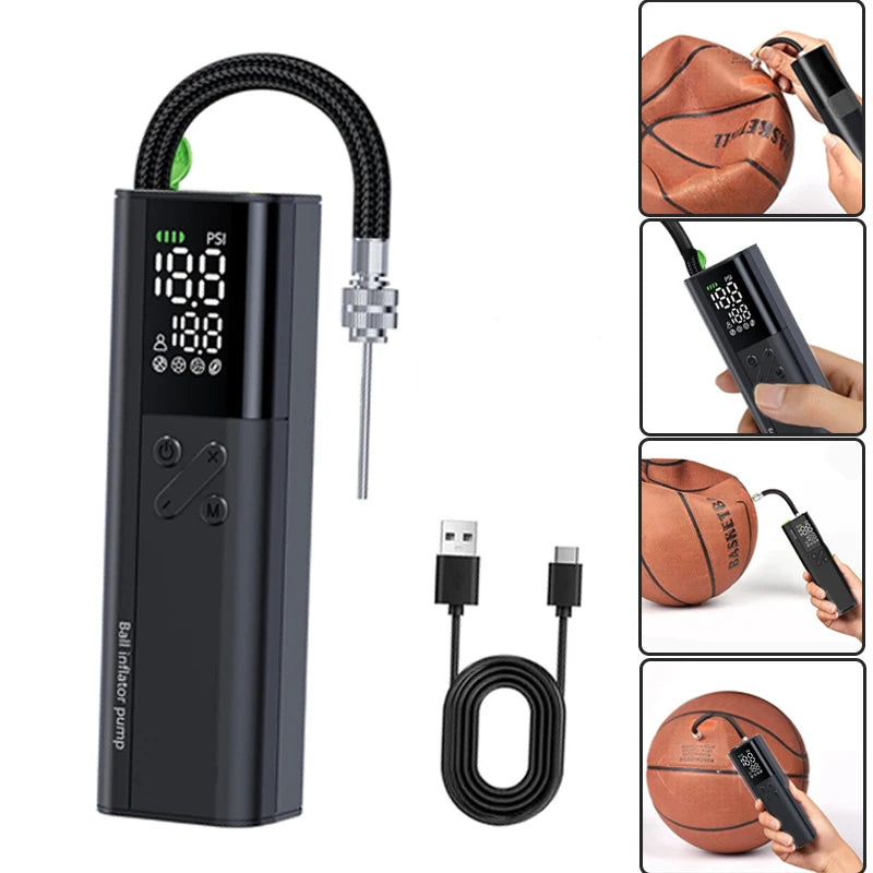Inflador eléctrico con cable portátil, bomba de aire para neumáticos de coche, compresor de aire de 20PSI para coche, motocicleta, baloncesto con cable de alimentación extendido