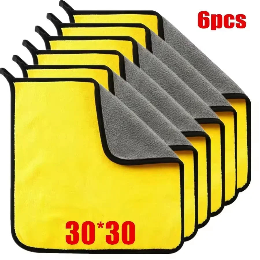 Toallas de limpieza de microfibra para coche, 1/2/3/6/10 Uds., 30x60cm, suaves, de secado rápido para espejos y ventanas, trapos de limpieza, paño de lavado de doble capa