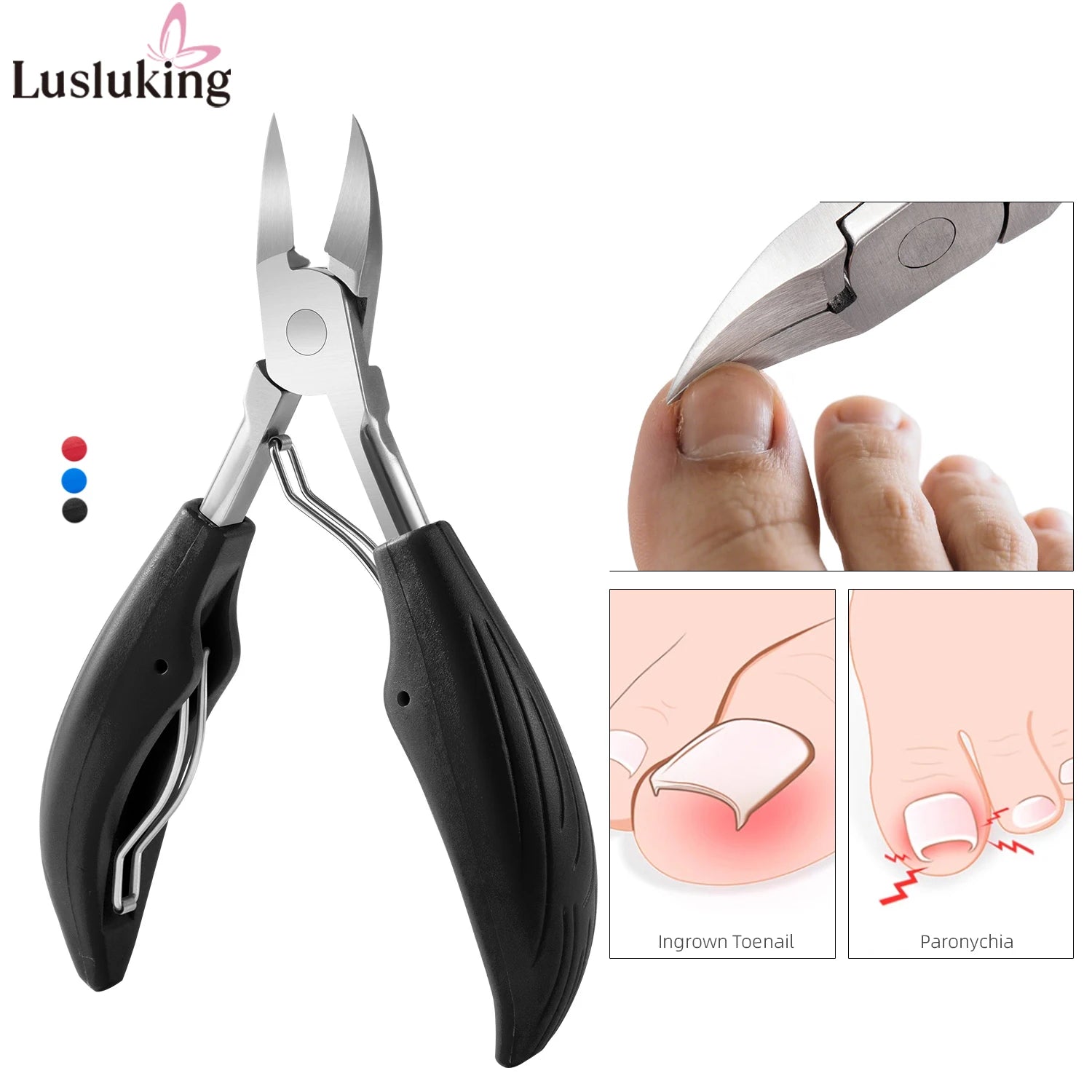 Juego de herramientas para uñas encarnadas, cortaúñas gruesas y pesadas, pinza de precisión, lima de esmeril para uñas de los pies resistentes de acero inoxidable, 4 Uds.