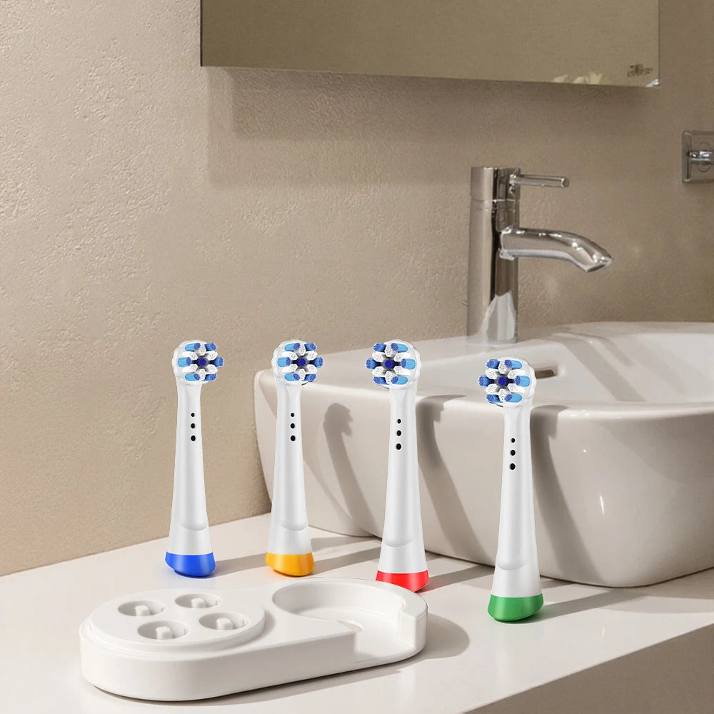 Soporte/Portacepillos de Dientes y 4 Cabezales de Repuesto Compatibles con los Cepillos de Dientes Eléctricos Oral B iO 2 3 4 5 6 7 8 9 10