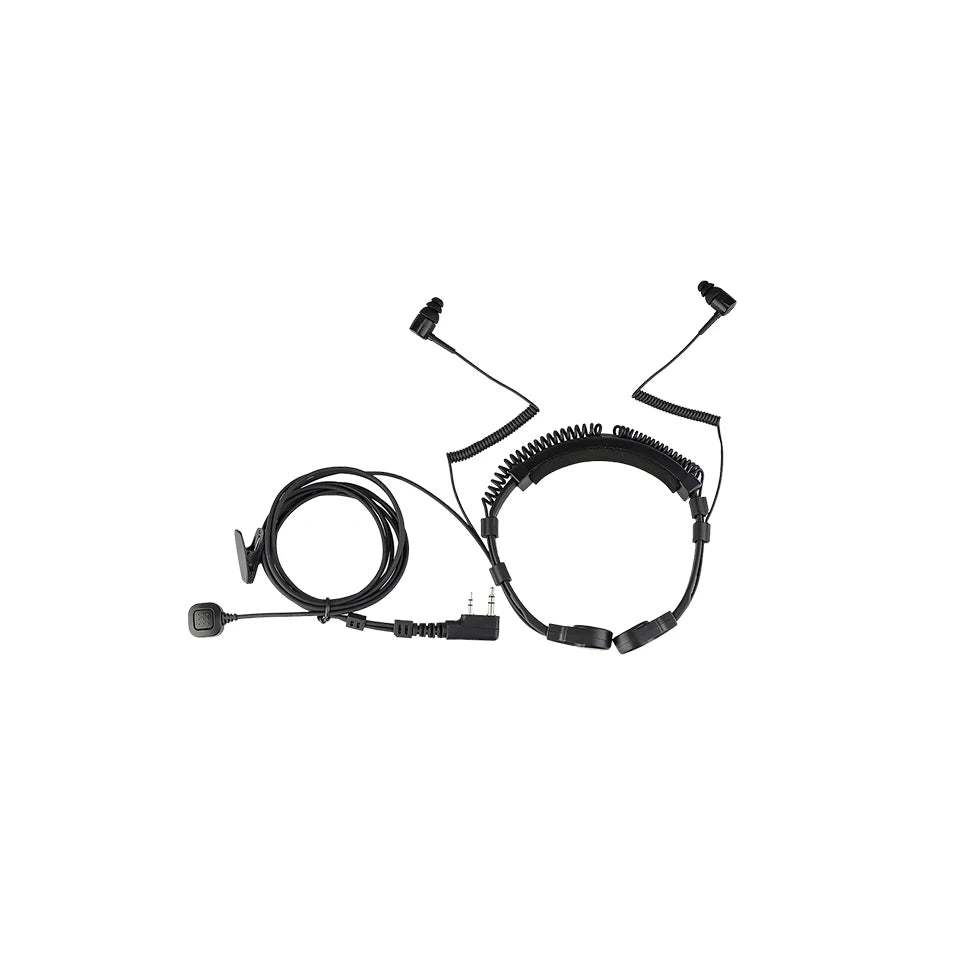 Retevis ETK007 Micrófono de garganta ajustable con PTT de dedo para Baofeng UV-5R Estilo Kenwood Doble aguja Incluye dos auriculares