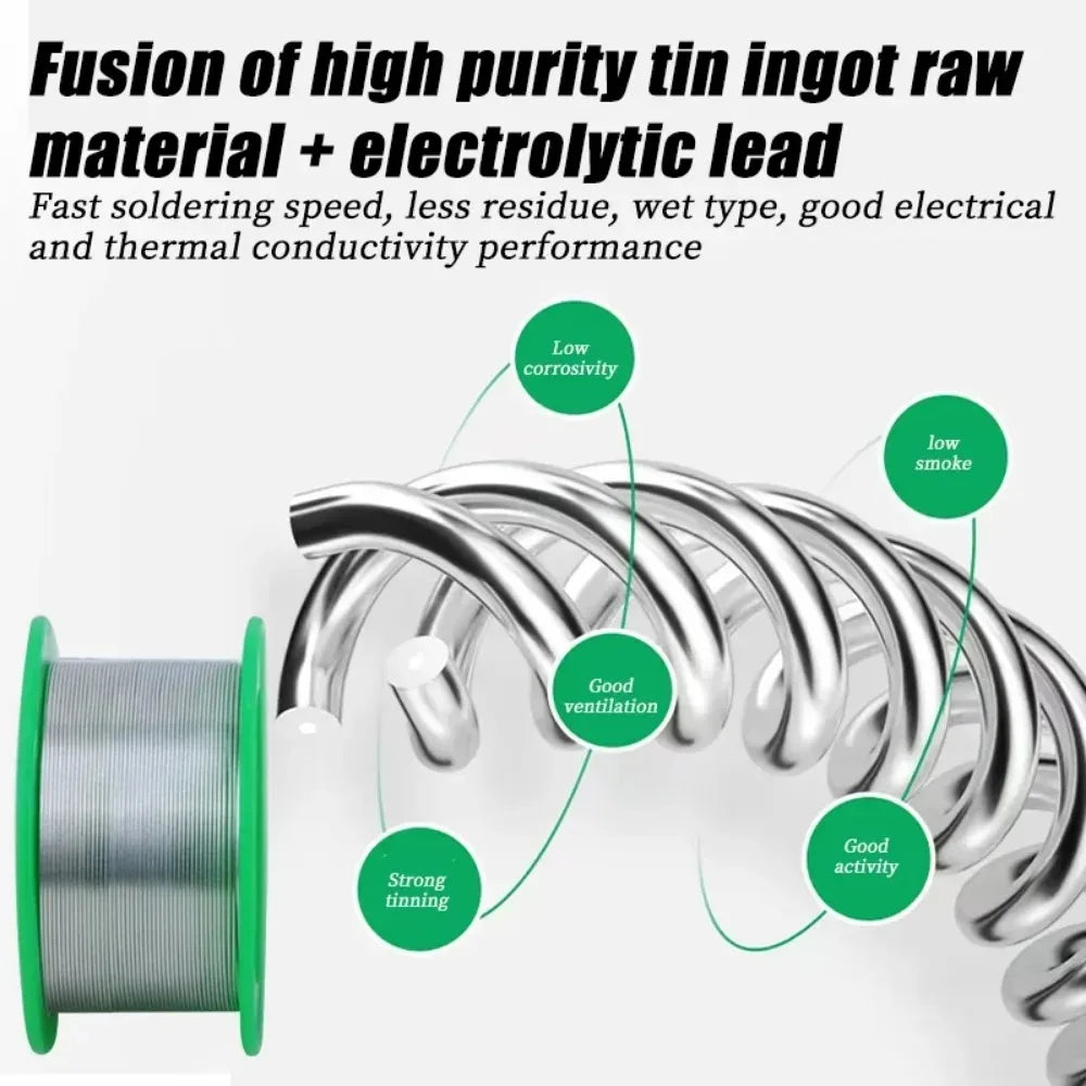 Alambre de Soldadura sin Plomo de Bajo Punto de Fusión 10/20g/30g, Bobina Sn99.3/Cu0.7 de Alta Pureza, Fundente Ecológico para Mantenimiento