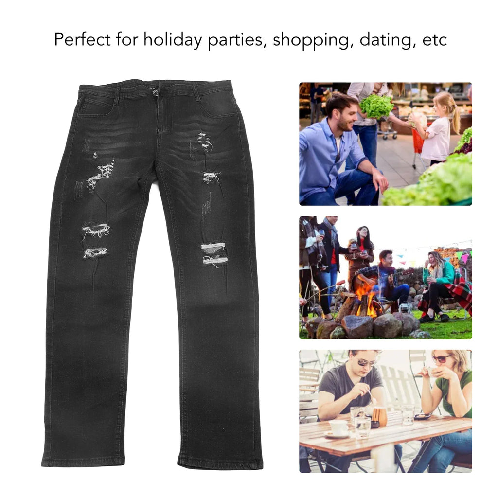 Pantalones desgastados para hombre, pantalones informales a la moda con botones y cremallera, pantalones ajustados con bolsillos para viajes, fiestas, pantalones casuales