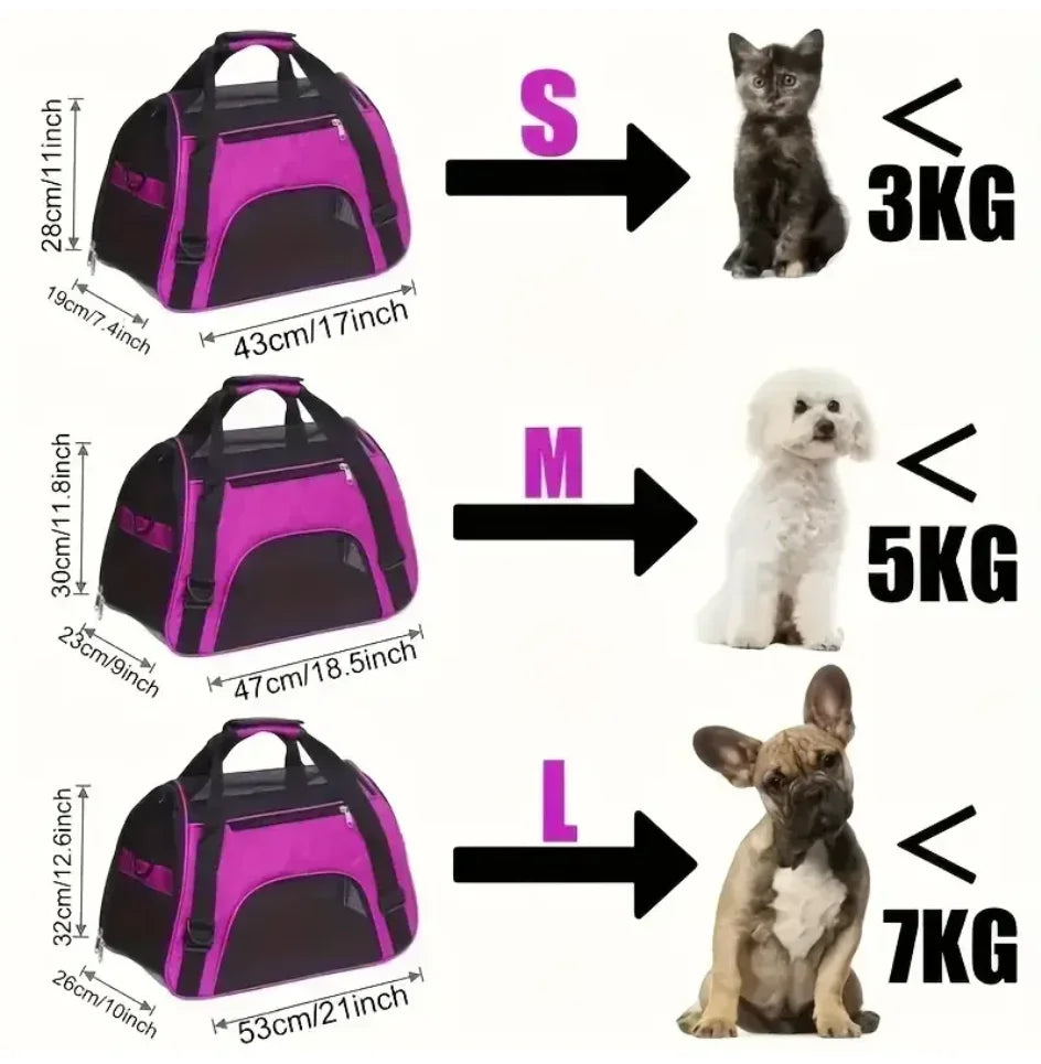Bolsas de transporte para gatos, bolsa de transporte portátil para perros, bolsas de transporte transpirables de malla para perros pequeños, bolso plegable para gatos, bolsa de viaje para mascotas, bolsa de transporte