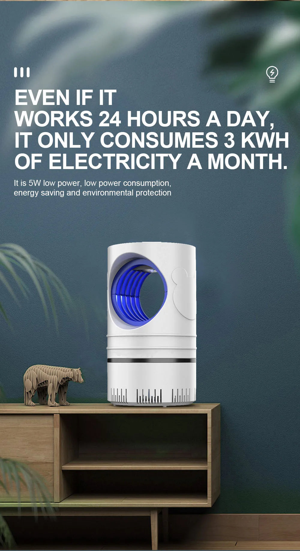 1 unidad de matamoscas eléctrico, trampa de luz LED, lámpara de Control de plagas pequeñas con fuente de alimentación USB y adaptador