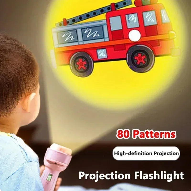 Linterna de proyección, juguete de desarrollo de rompecabezas de educación temprana, juguete luminoso de iluminación para niños, proyector de patrones de dibujos animados