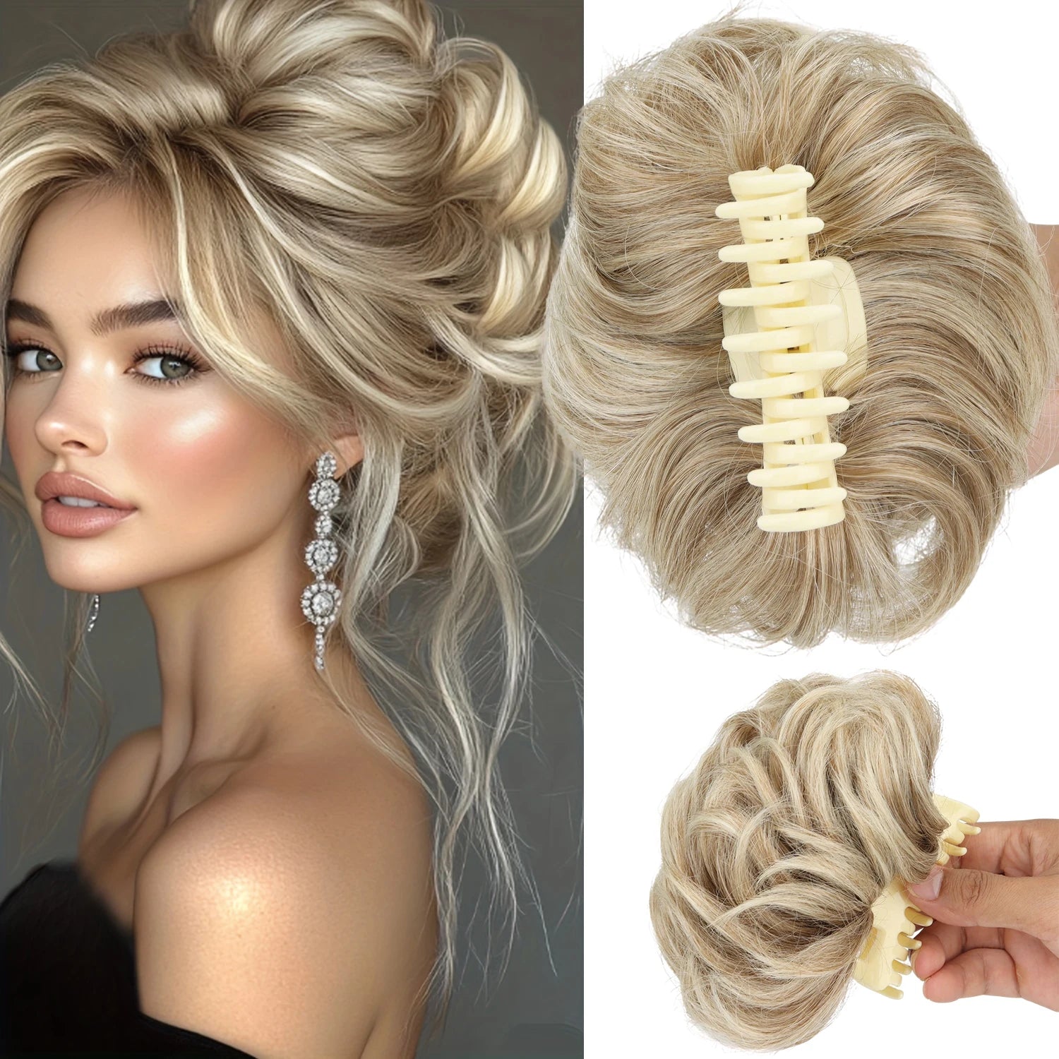 Extensiones de Cabello Sintético con Clip, Moño Despeinado, Postizo Rizado para Mujer, Uso Diario y Fiestas, Varios Colores Disponibles