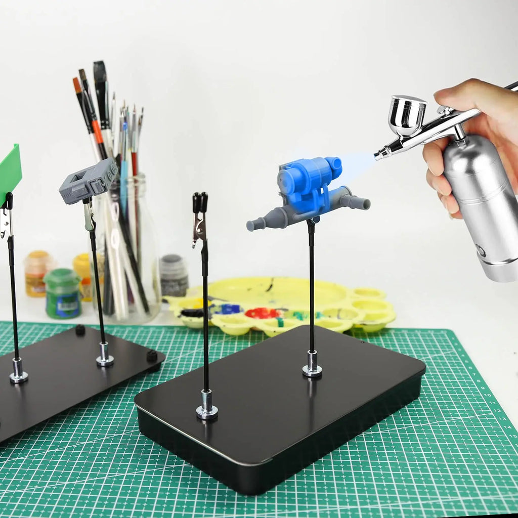 Rafford 12 piezas de palos de clip de cocodrilo de pintura de modelo flexible puntas de goma + base magnética de metal - para aerógrafo, piezas de modelo de hobby