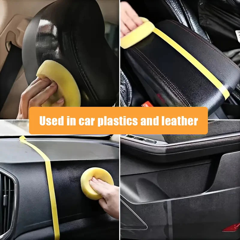 Restaurador de Plástico para Autos, Brillo Negro Intenso, Cera Renovadora para Interiores de Cuero y Paneles, Agente de Recubrimiento, Pulimento y Reparación Automotriz