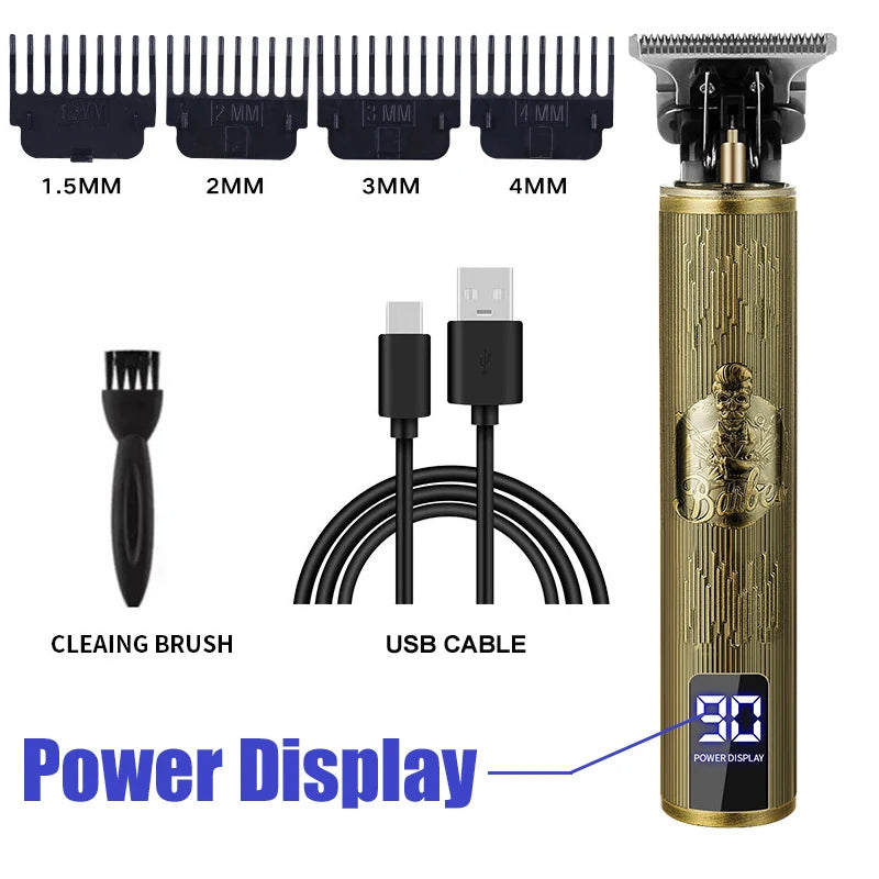 Máquina para cortar cabello T9, cortadora de pelo Vintage, afeitadora de carga rápida USB, cortadora de pelo inalámbrica para peluquero, Barbe para hombres
