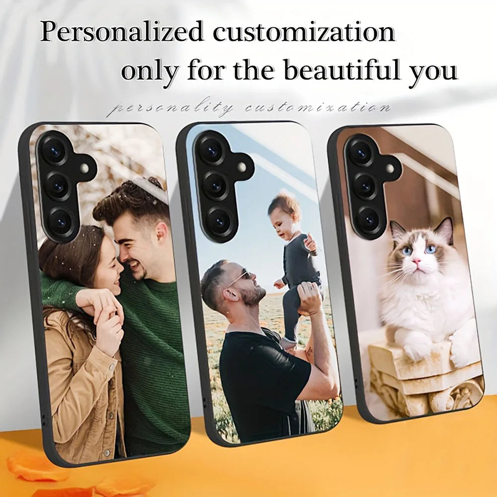 Funda Personalizada para Samsung Galaxy S20 S21 S22 S23 S24 S25 S26 FE Plus Ultra Edge 5G, Funda de Lujo con Espejo de Cristal Negro