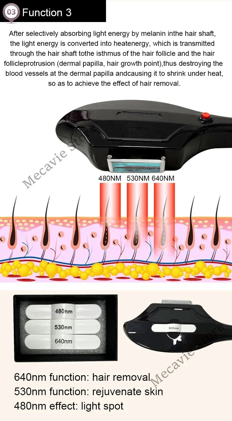 Láser de Diodo MECAVIE 4 en 1, Láser de Diodo Ice Platinum de 4 Longitudes de Onda, Máquina ND:YAG, Dispositivo de Depilación Indolora IPL RF