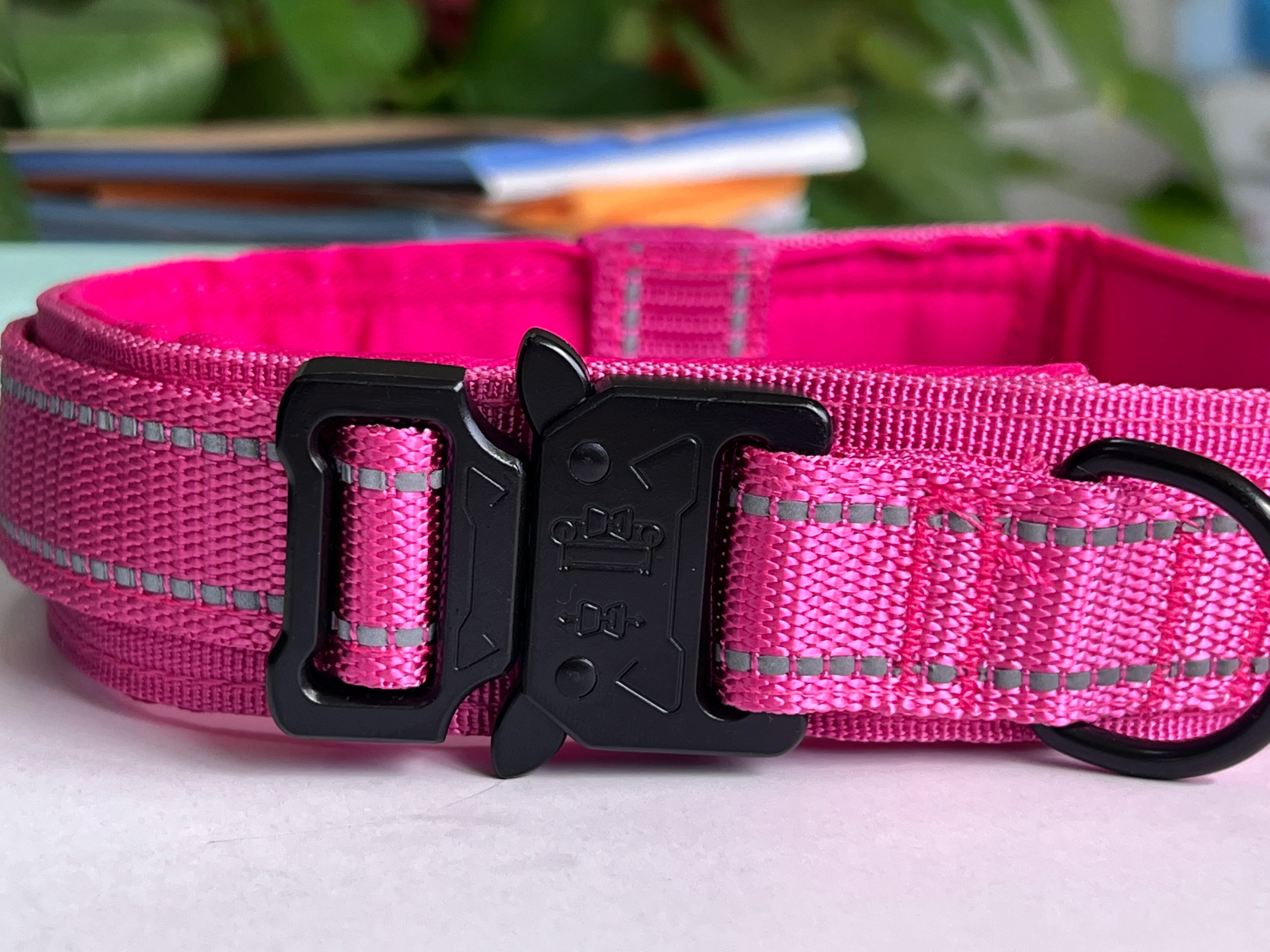 Collar táctico reflectante, collar de nailon ajustable para entrenamiento militar, collar para perro con asa, collar para perro de liberación rápida