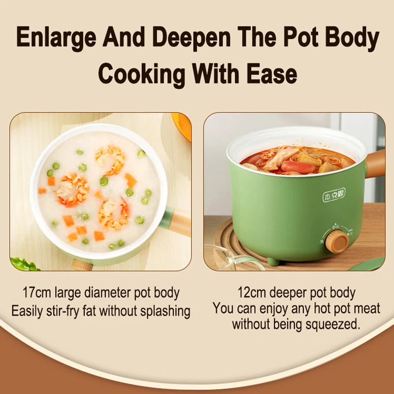 Olla eléctrica, aparato de cocina de doble capa para el hogar, olla caliente, calentador de sopa, cocina multifunción, Mini sartén antiadherente