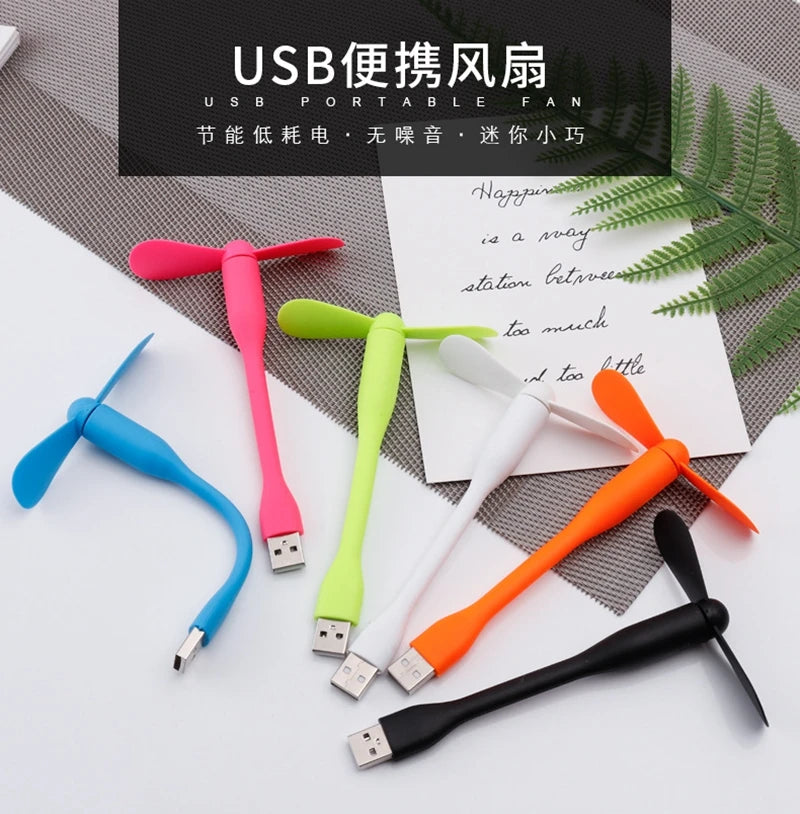 Mini ventilador USB, ventilador de refrigeración Flexible para banco de energía, portátil, PC, cargador de CA, ventilador de mano portátil, dispositivo de verano para ordenador