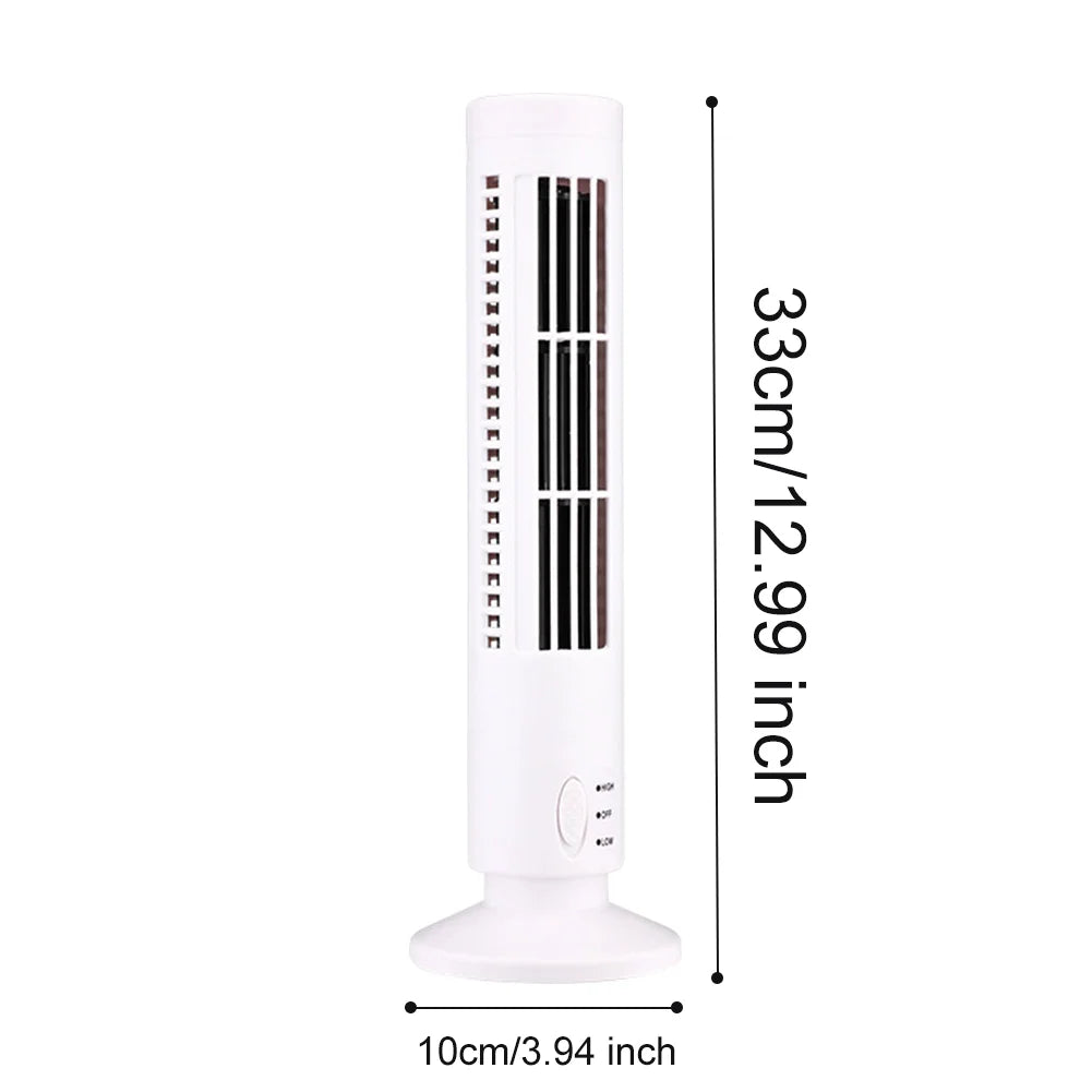 Ventilador de Torre LED sin aspas, refrigeración de aire, 2 velocidades, miniacondicionador Vertical, USB, portátil, para casa y oficina
