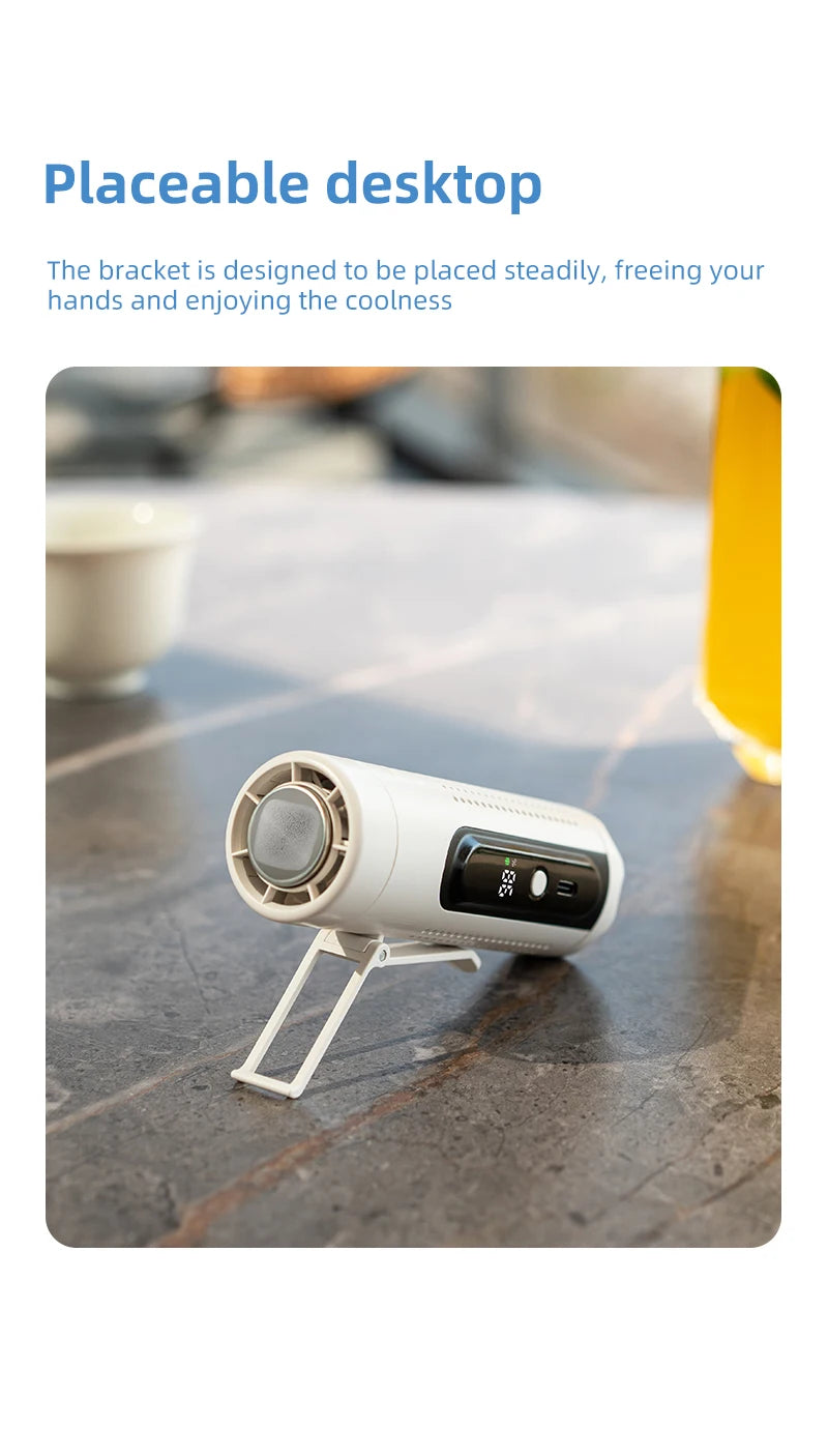 Nuevo Ventilador Turbo de Refrigeración ICE para Semiconductores 2026, Ventilador Portátil USB 3 en 1 para Cuello y Cintura, Pantalla LED, Mini Ventilador sin Escobillas de 3000mAh
